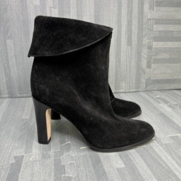 Michael Kors Suede Ankle Boots Black Women Size 8 Fold Over - Picture 3 of 7